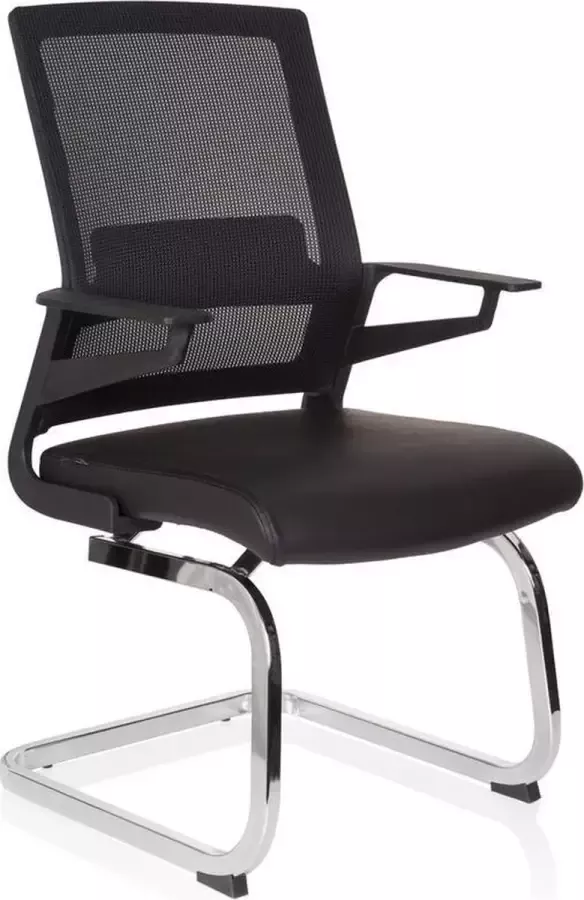 Hjh office Vergaderstoel Met Armleuning Kunstleder Netstof Zwart Ergonomisch