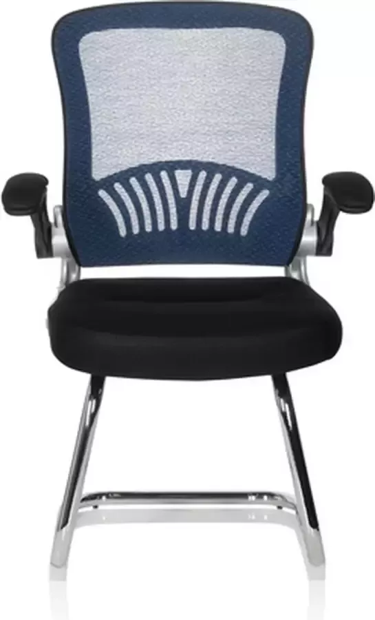 Hjh office Vergaderstoel Met Armleuning Stof Netstof Zwart Blauw Ergonomisch