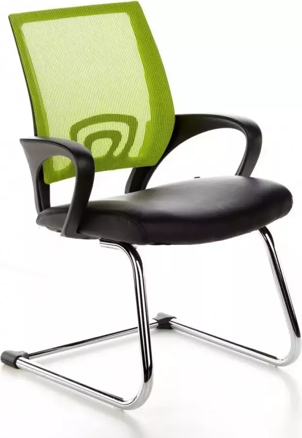Hjh office Visto Net V Bureaustoel Vergaderstoel Netstof Zwart groen chroom