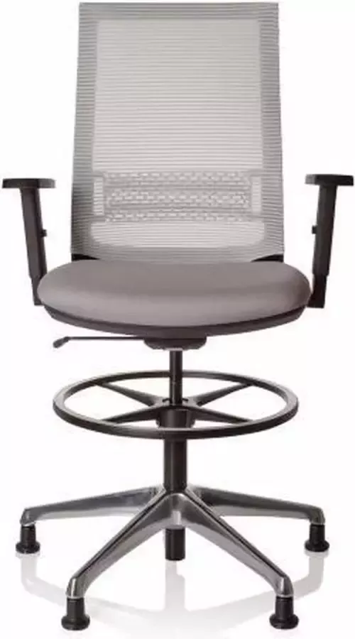 Hjh office Werkkruk Verhoogde Bureaustoel Met Armleuning Polyester Grijs Ergonomisch