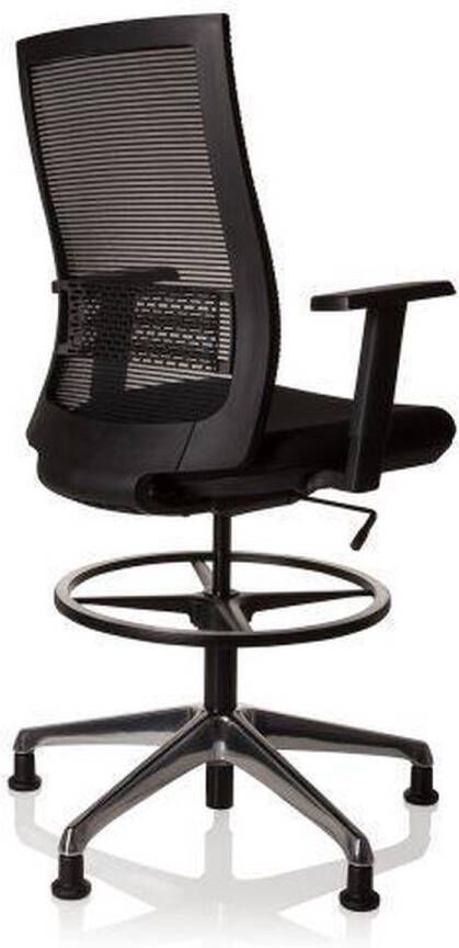 Hjh office Werkkruk Verhoogde Bureaustoel Met Armleuning Polyester Zwart Ergonomisch