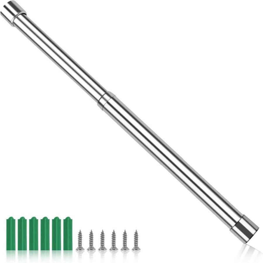 HJIAMA Uitschuifbare kledingroede 31-51cm RVS zilver voor kledingkast