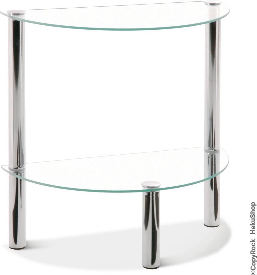 HK-Shop Bijzettafel – Halfrond veiligheidsglas met verchroomd staal – 47 cm hoog – Elegant design