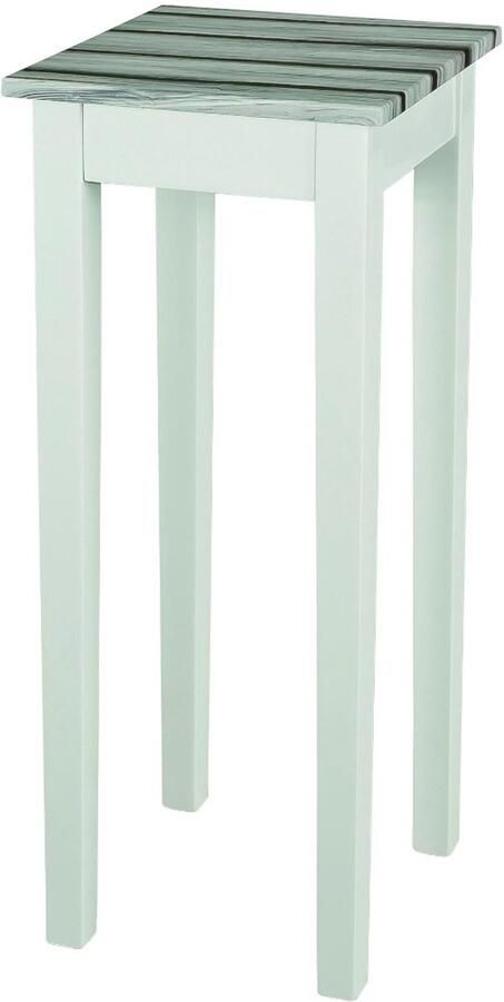 HK-Shop Tafel – Bijzettafel MDF – Hoogglans wit frame – Maritimo den plankdecor – Stijlvol en compact – 30x30x76 cm