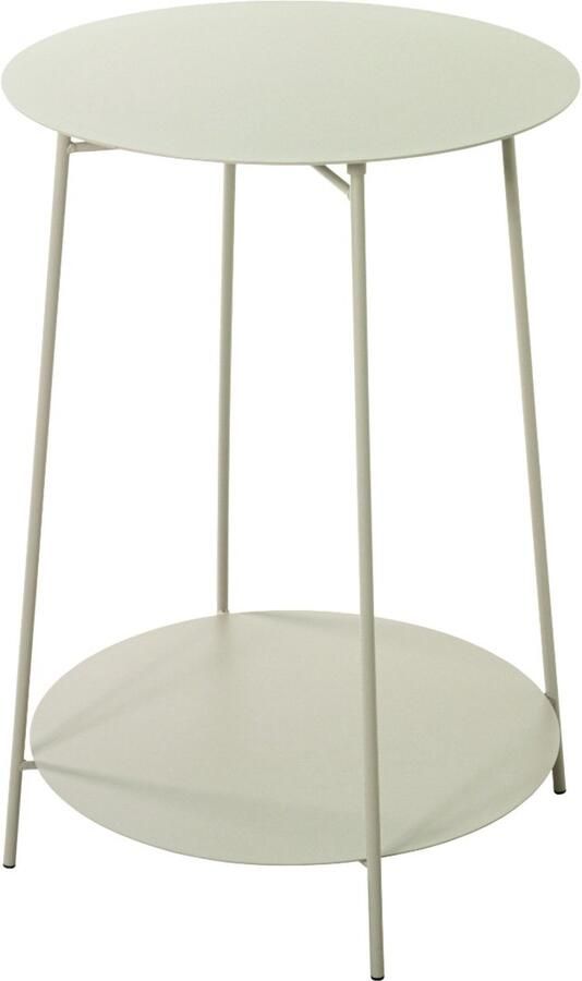 HK-Shop Tafel – Stijlvolle bijzettafel met gepoedercoat stalen frame – Metalen planken in kasjmiergrijs – Modern design – Compact formaat 60 cm hoog 45 cm diameter