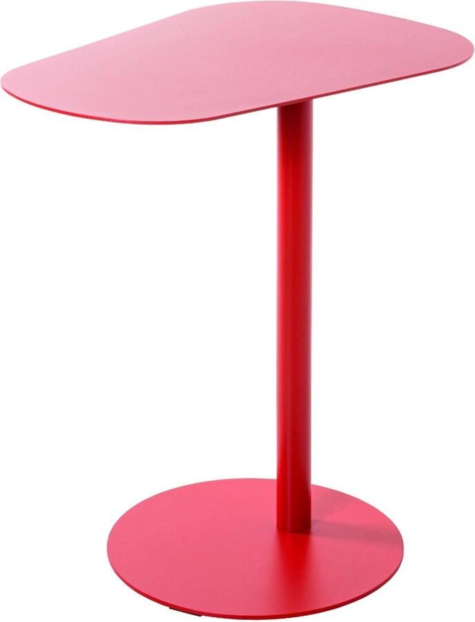 HK-Shop Tafel – Bijzettafel van massief staal – Poedercoating in koraalrood – Stevig en stijlvol design – Compact formaat 53x38x60 cm