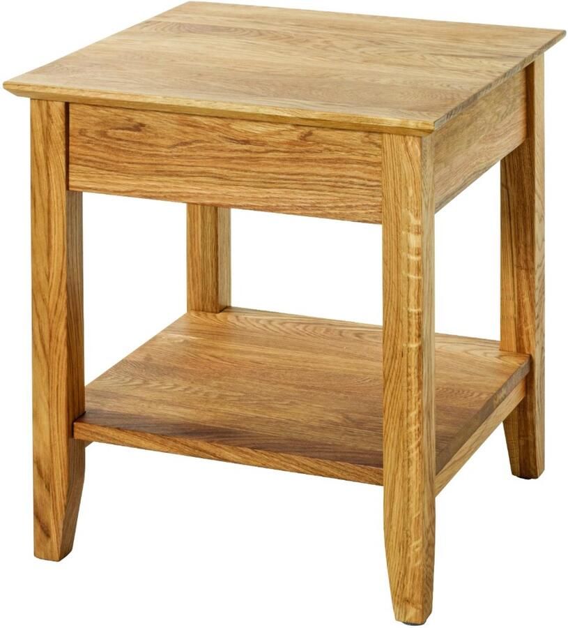 HK-Shop Tafel – Massief Eiken Bijzettafel – Geolied Eik – Extra Plank – Robuust en Tijdloos Design – 45x45x52 cm