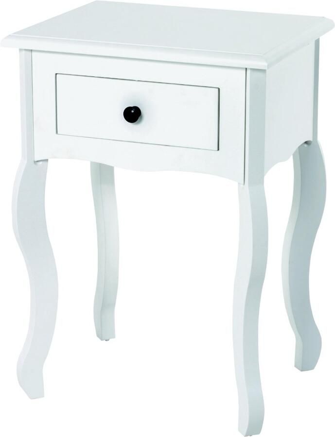 HK-Shop Tafel – Bijzettafel met lade – Wit gelakt MDF – Compact design – Direct gemonteerd – 40x32x58 cm