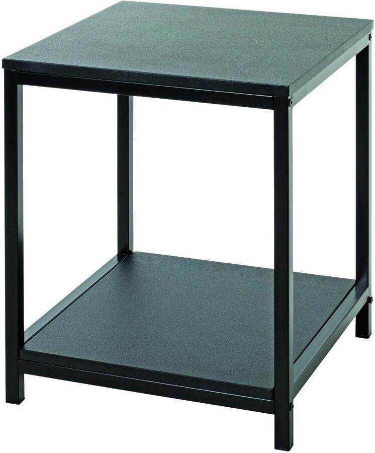 HK-Shop Tafel – Bijzettafel van zwart gepoedercoat staal en MDF – Stijlvol modern design – Compact 40x40x50 cm – Duurzaam en makkelijk te combineren
