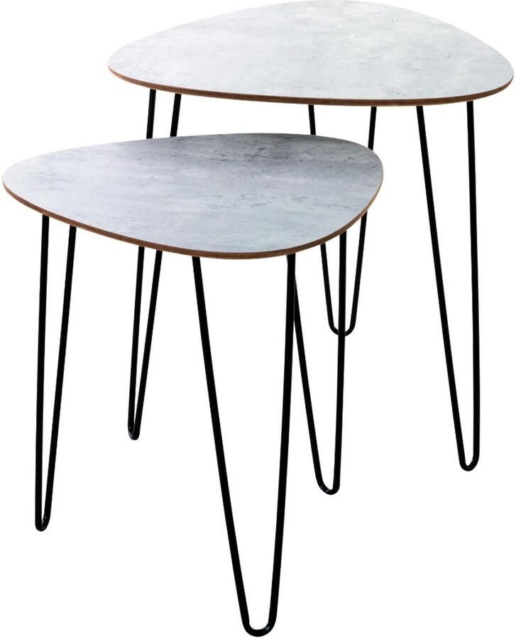 HK-Shop Tafel – gemaakt van zwart geverfd metaal planken van MDF decor betonlook – industrieel design – stevig en stijlvol – onderhoudsvriendelijk – zwart en betonlook