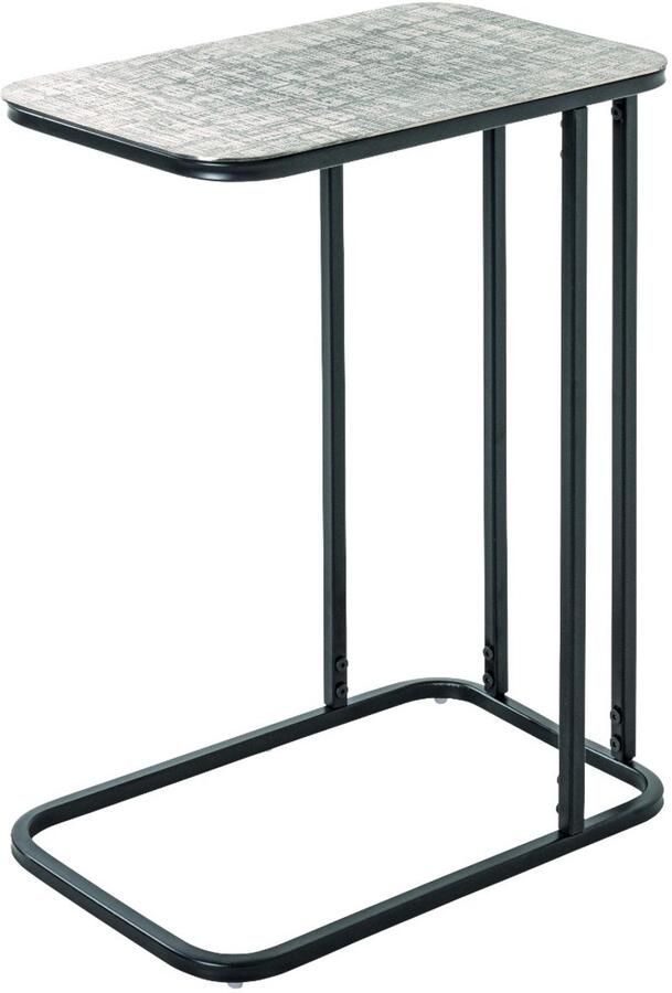 HK-Shop Tafel – Bijzettafel van zwart staal en zilverkleurig aluminium – Modern metalen design – Compact formaat 46x29x62 cm – Stijlvolle eyecatcher voor elk interieur