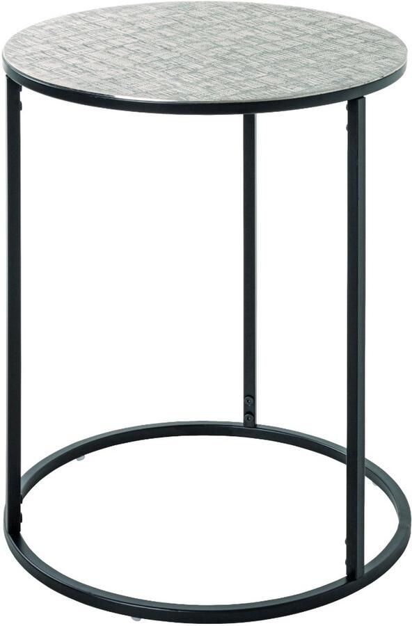 HK-Shop Tafel – Bijzettafel van zwart stalen buiswerk – Aluminium look plank in zilver – Modern industrieel design – Extra stevig en stijlvol – Hoogte 60 cm – Diameter 46 cm