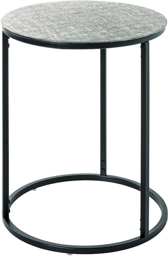 HK-Shop Tafel – Bijzettafel van zwart staal met zilveren aluminium plank – Modern design – Duurzaam metaal – Compact formaat – Hoogte 52 cm – Diameter 41 cm