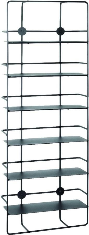 HK-Shop Boekenplank – Metalen Wandplank – Zwart Gepoedercoat Staal – 6 Stevige Planken – Modern Ruimtebesparend Design – 103x37x14 cm