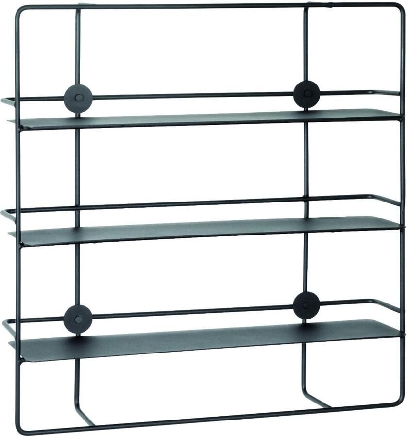 HK-Shop Boekenplank – Metalen wandplank zwart – Industrieel design – Gemaakt van stevig gepoedercoat staal – 3 ruime planken – Stijlvolle blikvanger 53x14x56 cm