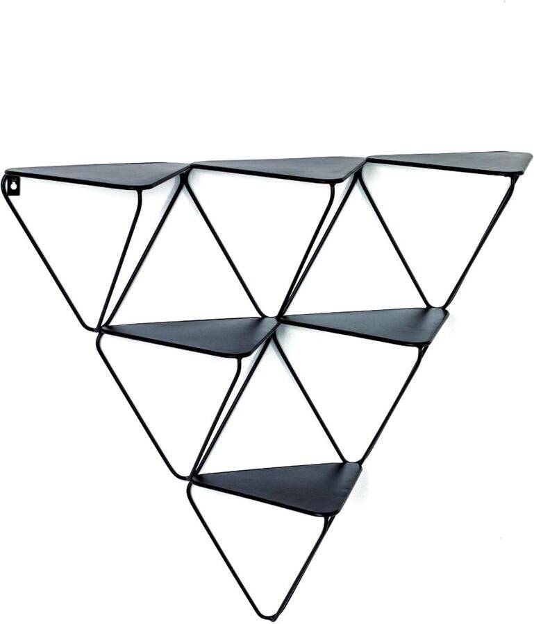 HK-Shop Boekenplank – Wandrek – Zwart geverfde stalen buizen met metalen planken – Zwart – Gemonteerd – Industrieel design – 72 x 22 x 63 cm