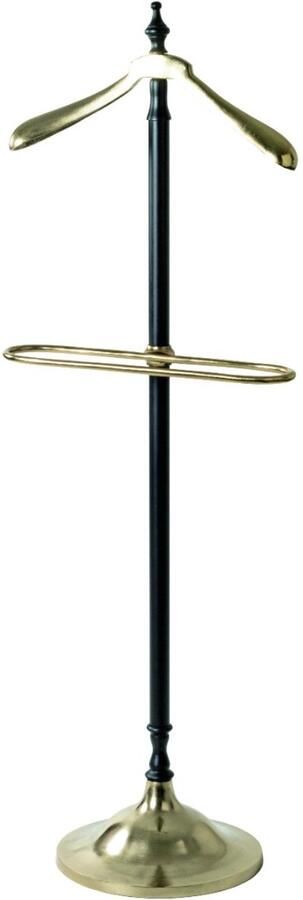 HK-Shop Dressboy – Stijlvolle Kledingstandaard – Zwart Gelakt Staal met Goudkleurig Aluminium – Met Broekhanger en Kledingstang – Luxe Design – 45x32x130 cm