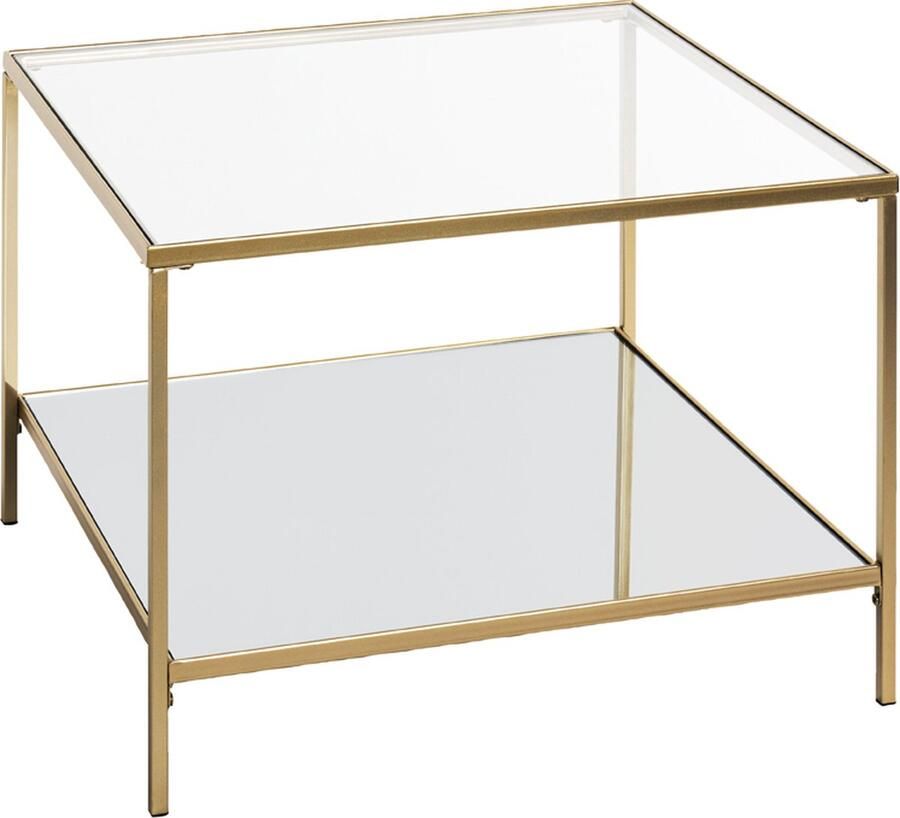 HK-Shop HakuShop Salontafel Goud Veiligheidsglas & Metaal Elegant model 60x60x45cm