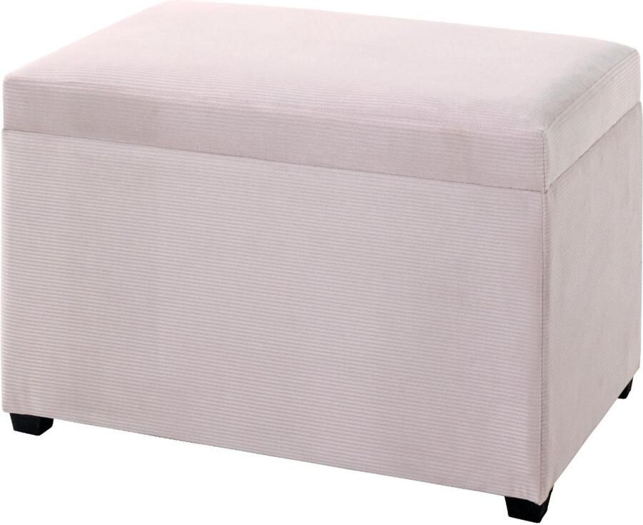 HK-Shop Kast – Opbergbank met corduroystof – Zachte crèmekleur – Ruim en comfortabel – Gestoffeerd MDF – Opvouwbare zitting – 58x39x42 cm