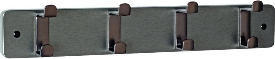 HK-Shop Kapstok – Wandkapstok MDF grijs metallic – 4 bronzen metalen haken – Modern design – Compact formaat 45 cm breed – Stevig en stijlvol