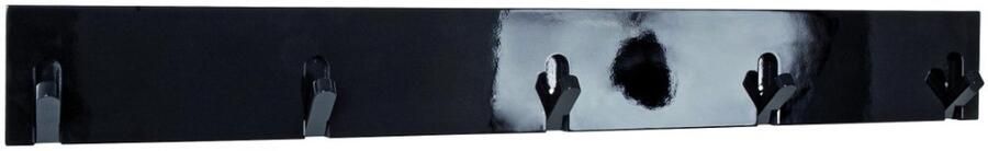 HK-Shop Kapstok – Wandkapstok met 5 massief houten haken – Hoogglans zwart MDF – Stijlvol design – 82 cm breed – Ruimtebesparend en stevig