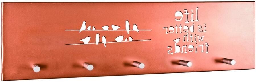 HK-Shop Kapstok – Metalen wandkapstok in koperkleur – 5 ruime haken – Modern design – 60 cm breed – Robuust en stijlvol voor elke hal