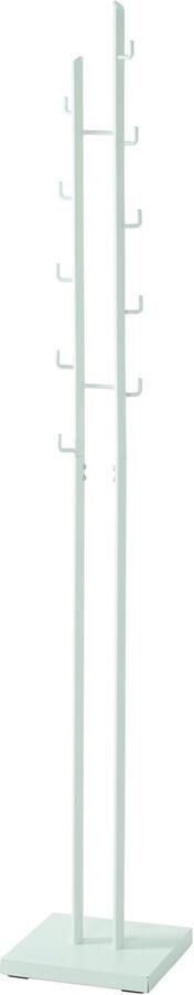 HK-Shop Kapstok – Staande kapstok – Mat wit metaal – 8 haken – Gepoedercoate stalen buis – Stabiele metalen bodemplaat – Ruimtebesparend 29 x 29 cm – Hoogte 176 cm – Tijdloos strak design