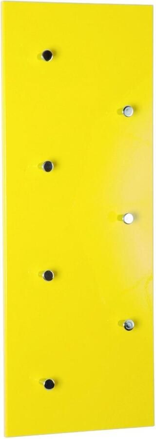 HK-Shop Kapstok – MDF Wandrek Hoogglans Geel – Chroom Kastknoppen – Stevig Metaal – Flexibel Staand of Liggend – Modern Design 80x6x30 cm