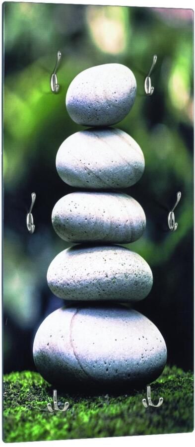 HK-Shop Kapstok – Wandkapstok met 6 haken – MDF met UV-directprint in steenmotief – Metalen haken in roestvrijstalen look – 100 x 45 x 8 cm – Stijlvol ruimtebesparend design