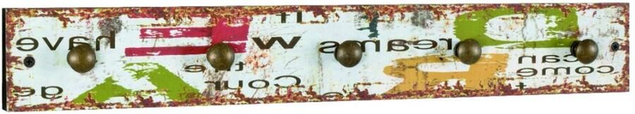 HK-Shop Kapstok – MDF wandkapstok met vintage Dream decormotief – 5 stevige metalen haken – sfeervol en stijlvol design – 57 cm breed