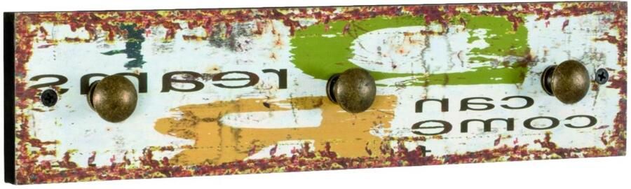 HK-Shop Kapstok – MDF Wandkapstok met Dream Decormotief – Vintage Look – 3 Metalen Haken – Stevig en Compact – 34 cm Breed