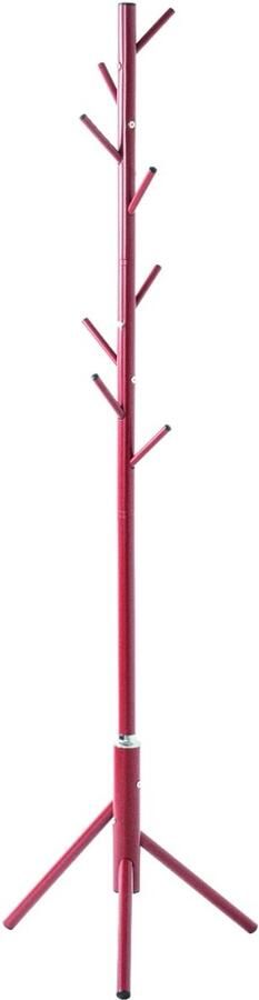 HK-Shop Kapstok – Stijlvolle rode metalen kapstok met 8 stevige kledinghaken – Modern design – Ruimtebesparend – Hoogte 173 cm – Diameter 48 cm