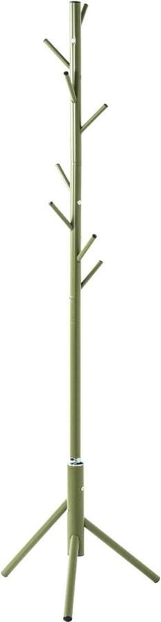 HK-Shop Kapstok – Stijlvolle staande kapstok van groen metaal – Robuuste stalen buis – Moderne look met 8 kledinghaken – Hoogte 173 cm – Diameter 48 cm