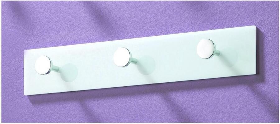 HK-Shop Kapstok – Wandkapstok met 3 chroomkleurige knoppen – Modern wit acryl – Stevig en stijlvol design – Compact formaat 34 cm breed
