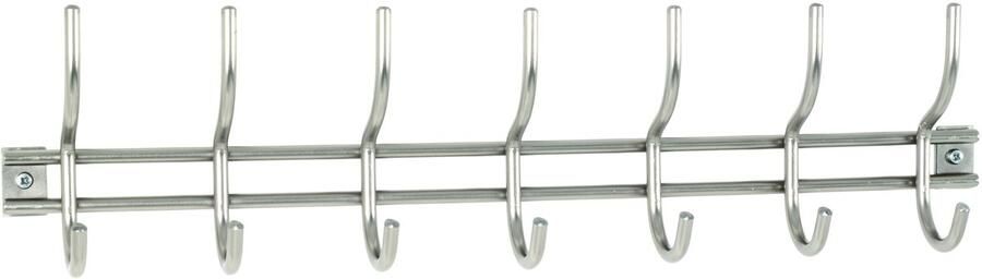 HK-Shop Kapstok – wandkapstok met 7 haken – roestvrijstalen look – metaal – strak en ruimtebesparend design – 54 x 8 x 14 cm