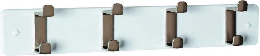HK-Shop Kapstok – Wandkapstok van MDF wit – 4 metalen haken in roestvrijstaallook – Modern en ruimtebesparend design – 45 cm breed