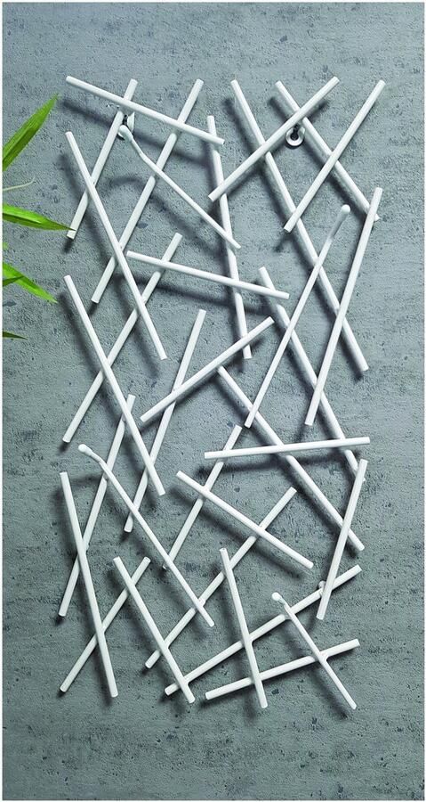 HK-Shop Kapstok – wandkapstok met 4 haken – wit geverfd metaal – 60 x 30 x 5 cm – slank en ruimtebesparend – sterk en duurzaam