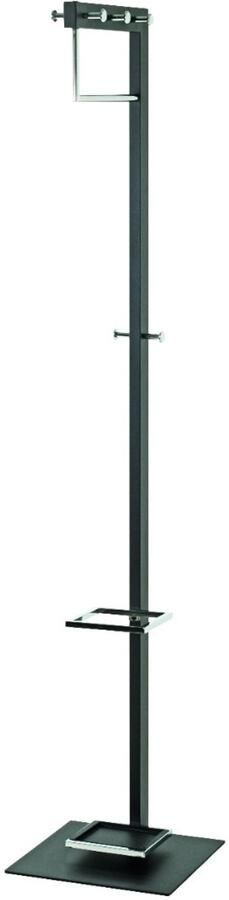 HK-Shop Kapstok – Stijlvolle Zwart Chroom Metalen Kapstok – Robuust Staal met Parapluhouder – 8 Verchroomde Haken – Stevige Voetplaat – 175 cm Hoog – Modern Design