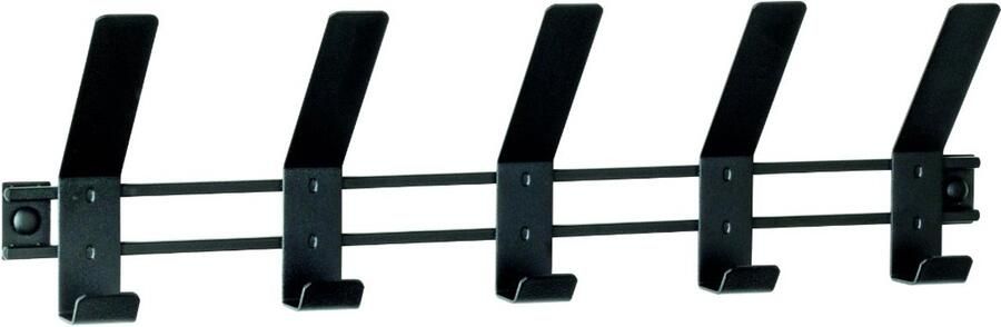 HK-Shop Kapstok – Wandkapstok met 5 robuuste haken – Zwart gepoedercoat metaal – Modern en ruimtebesparend – 52 cm breed