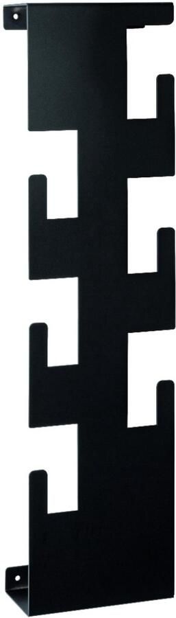 HK-Shop Kapstok – Stijlvolle wandkapstok van zwart gepoedercoat staal – 6 stevige kledinghaken – Slank design 60 cm hoog – Compact formaat voor hal of gang