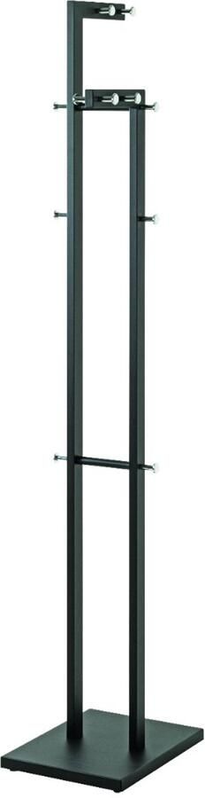 HK-Shop Kapstok – Moderne metalen kapstok – Zwart gepoedercoate buizen – 14 verchroomde knoppen – Stevige metalen voetplaat – Stijlvol chroom en zwart – 42 cm breed – Hoogte 175 cm