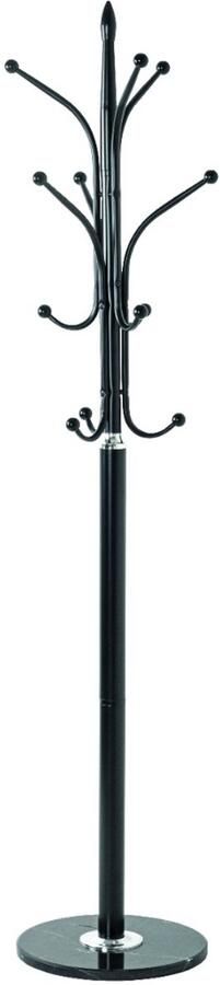 HK-Shop Kapstok – Stijlvol staand model – Zwart gelakt staal met chroom – Luxe marmeren voet – Stevige kapstokhaken – Modern design – Hoogte 179 cm – Diameter 40 cm