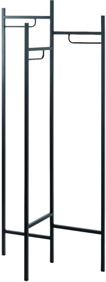 HK-Shop Kapstok – Stalen Buizen – Inclusief 3 Zwarte Kleerhangers – Modern Metaal – Breedte 70 cm – Diepte 36 cm – Hoogte 170 cm – Stijlvol Zwart