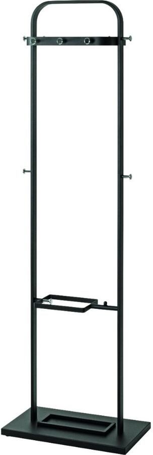 HK-Shop Kapstok – Stijlvol zwart stalen frame – 12 verchroomde kapstokknoppen – Met parapluhouder – Ruimtebesparend design – 54 cm breed – 175 cm hoog – Modern metaal voor elke hal