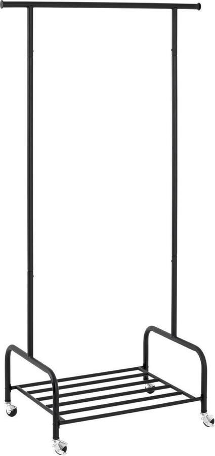 HK-Shop Kledingrek – Zwart staal – Stevig verrijdbaar ontwerp – 160 cm hoog 100 cm breed 45 cm diep