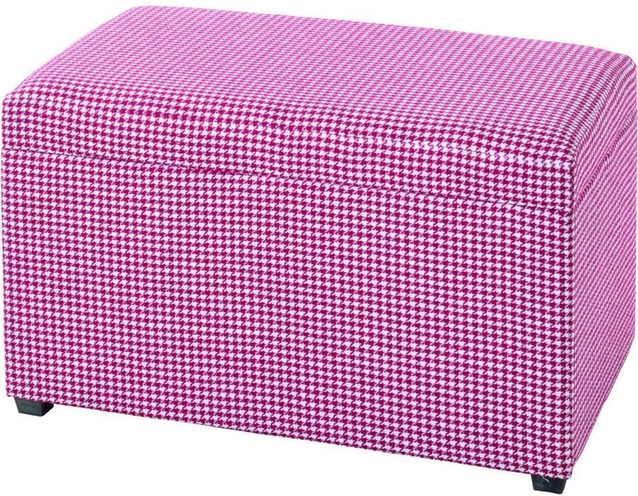 HK-Shop Kast – Opvouwbare opbergbank – Rood wit pied-de-poule – MDF en textielstof – Comfortabele gestoffeerde zitting – Ruimtebesparend en stevig – 65 x 40 x 42 cm