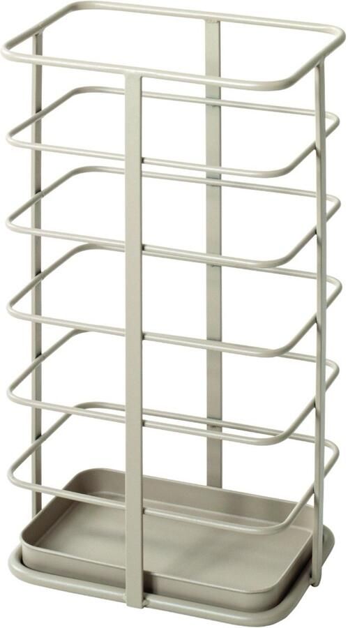 HK-Shop Paraplubak – Stijlvolle metalen paraplubak in kasjmiergrijs – Duurzaam staal met poedercoating – Inclusief praktische lekbak – Strak en compact design 28x20x50 cm