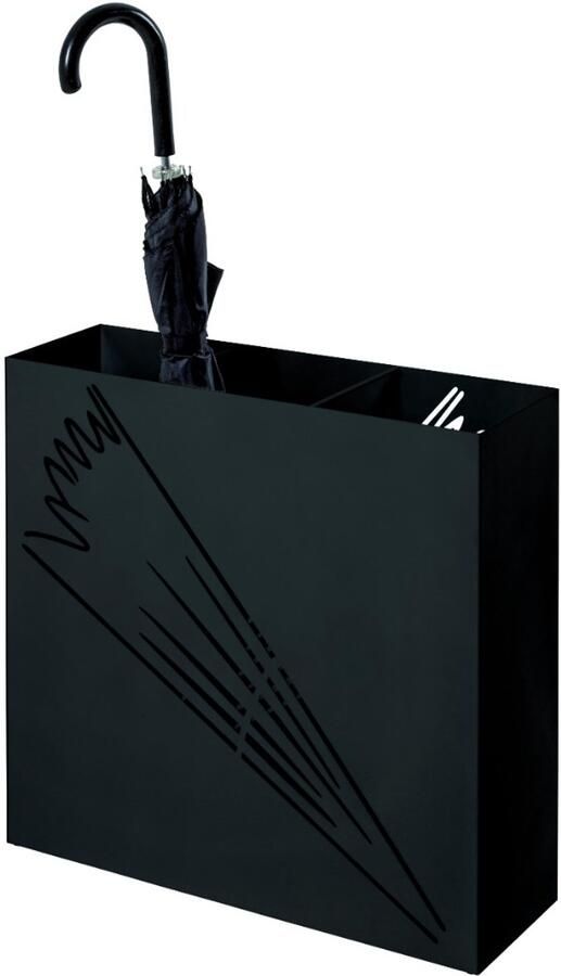 HK-Shop Paraplubak – Zwart gelakt metaal – Gestanst motief – Kunststof lekbak – Volledig gemonteerd – Slank design – 50 x 16 x 48 cm