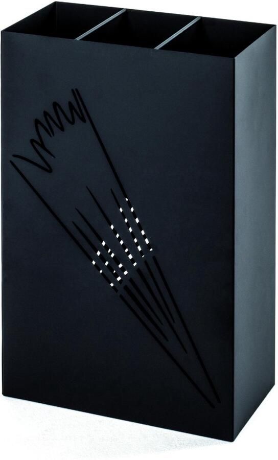 HK-Shop Paraplubak – Paraplubak van zwart gelakt metaal – Gestanst motief – Kunststof lekbak – Gemonteerd geleverd – 30 x 16 x 48 cm