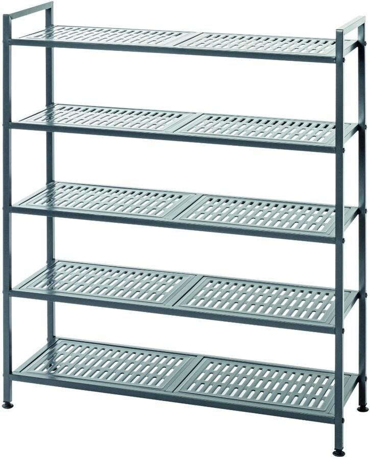 HK-Shop Schoenenrek – Stalen buis antraciet – 5 ruime metalen planken – Voor 20 paar schoenen – Robuust en plaatsbesparend – 73x25x90 cm
